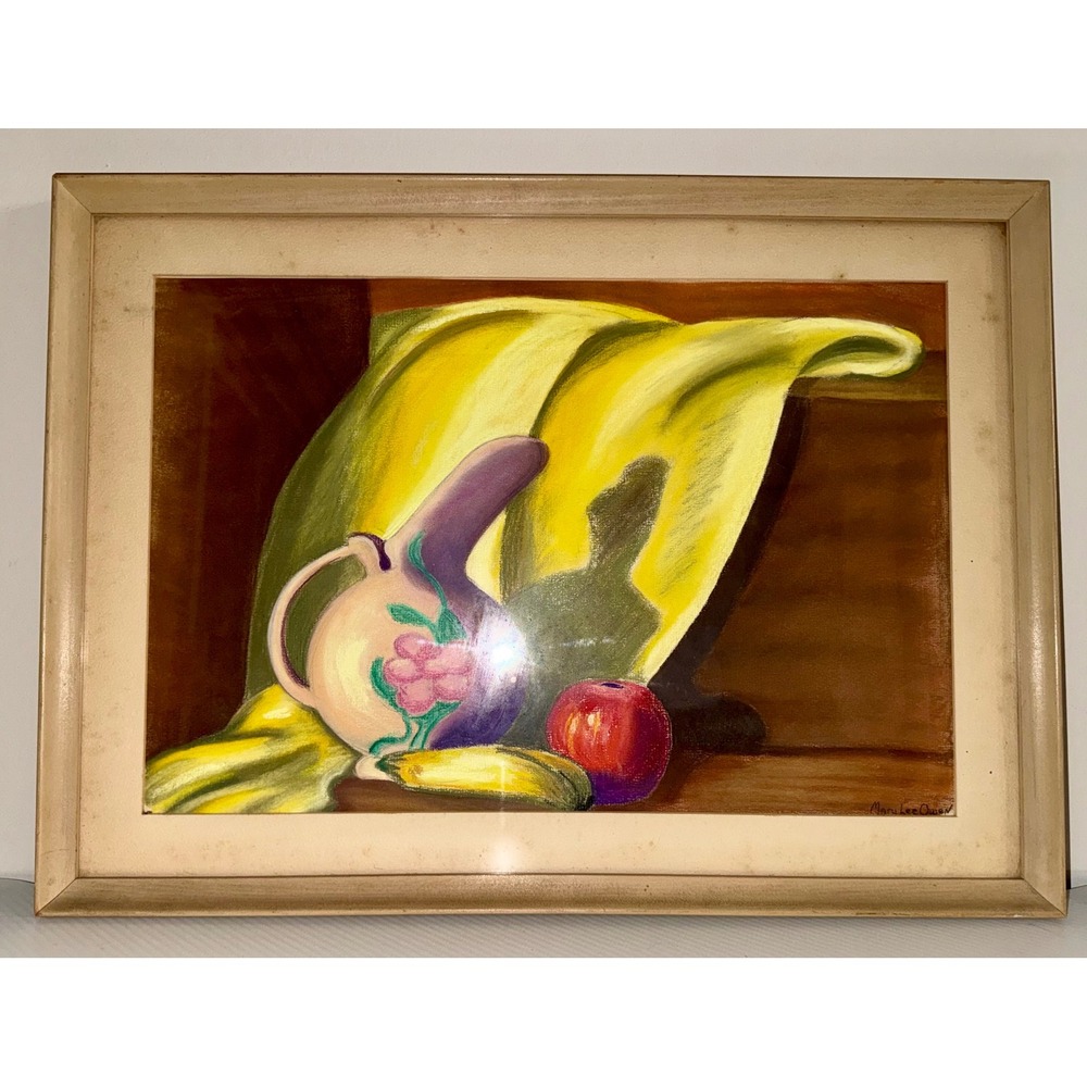 Mary Lee Still Life Pastel Drawing 22x16x1 Original Framed Vintage Art